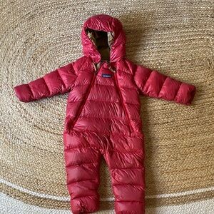 Patagonia Red Infant Down Snowsuit with Hood, 6-12 month